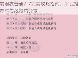 云裳羽衣普通7-7完美攻略指南：平民搭配推荐与实战技巧分享