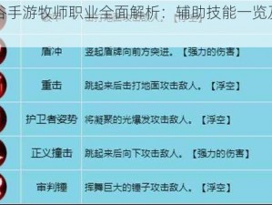 龙之谷手游牧师职业全面解析：辅助技能一览及特色详解