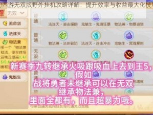 梦幻西游无双版野外挂机攻略详解：提升效率与收益最大化技巧解析