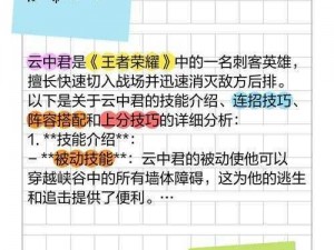 王者荣耀云中君攻略大全：实战解析玩法教程与技巧秘籍，带你迅速上分