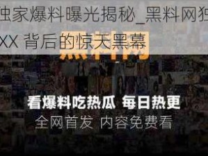 黑料网独家爆料曝光揭秘_黑料网独家爆料：揭秘 XX 背后的惊天黑幕