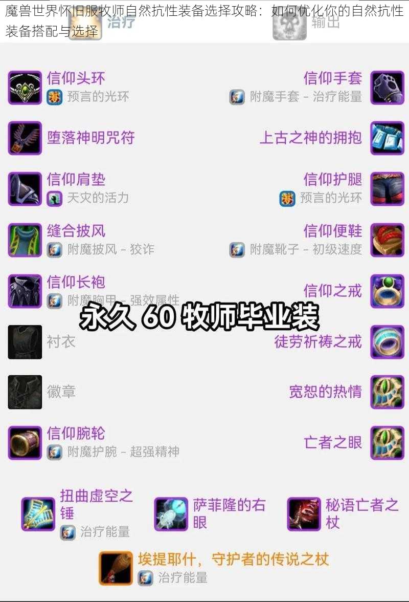 魔兽世界怀旧服牧师自然抗性装备选择攻略：如何优化你的自然抗性装备搭配与选择