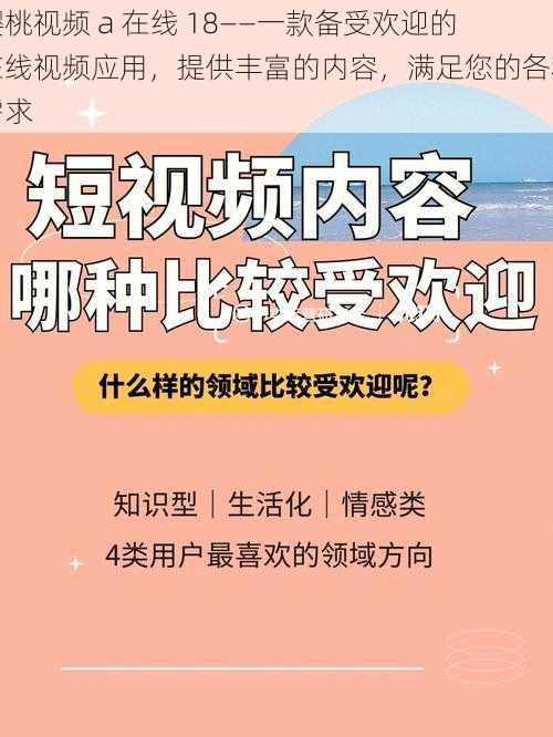 樱桃视频 a 在线 18——一款备受欢迎的在线视频应用，提供丰富的内容，满足您的各种需求