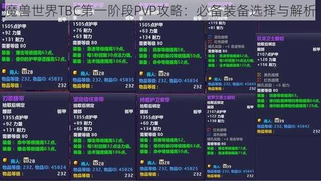 魔兽世界TBC第一阶段PVP攻略：必备装备选择与解析