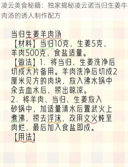 凌云美食秘籍：独家揭秘凌云诺当归生姜牛肉汤的诱人制作配方