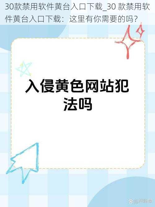 30款禁用软件黄台入口下载_30 款禁用软件黄台入口下载：这里有你需要的吗？