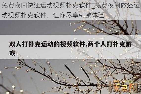 免费夜间做还运动视频扑克软件_免费夜间做还运动视频扑克软件，让你尽享刺激体验