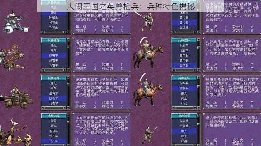 大闹三国之英勇枪兵：兵种特色揭秘