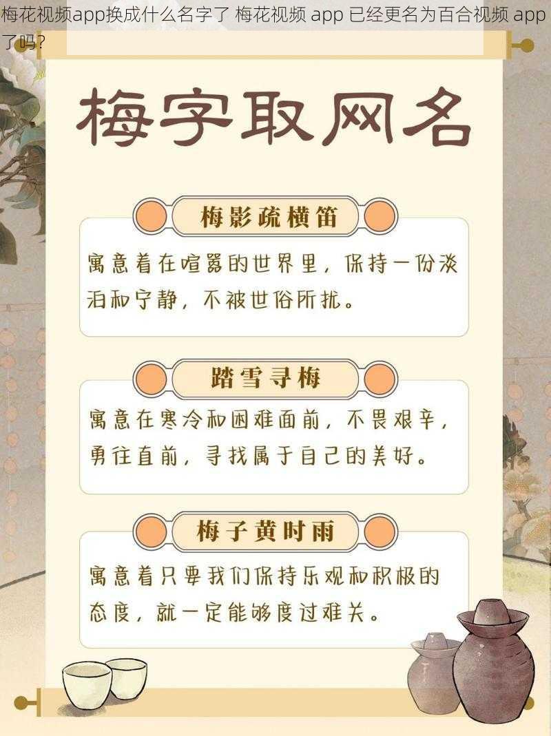 梅花视频app换成什么名字了 梅花视频 app 已经更名为百合视频 app 了吗？