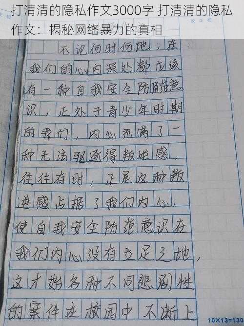 打清清的隐私作文3000字 打清清的隐私作文：揭秘网络暴力的真相