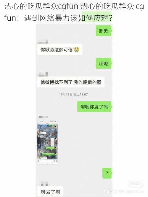 热心的吃瓜群众cgfun 热心的吃瓜群众 cgfun：遇到网络暴力该如何应对？