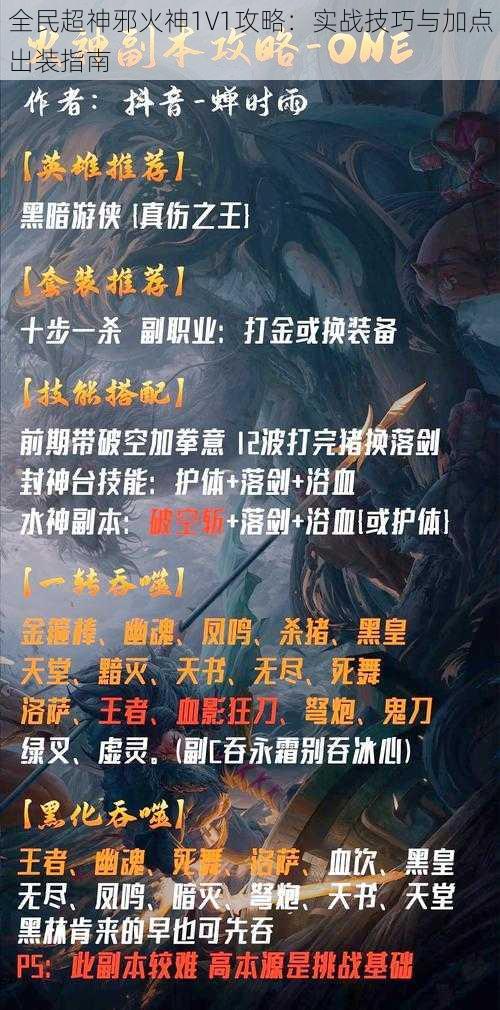 全民超神邪火神1V1攻略：实战技巧与加点出装指南