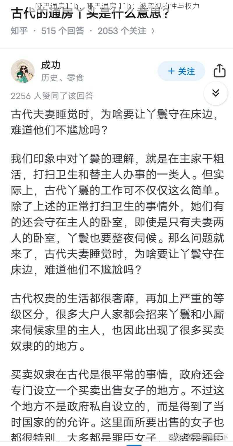 哑巴通房11h、哑巴通房 11h：被忽视的性与权力