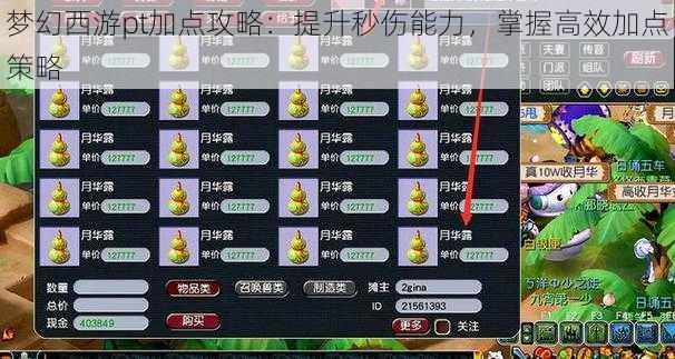 梦幻西游pt加点攻略：提升秒伤能力，掌握高效加点策略