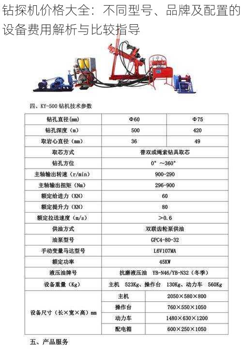 钻探机价格大全：不同型号、品牌及配置的设备费用解析与比较指导