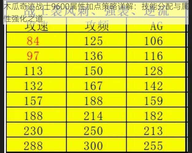 木瓜奇迹战士9600属性加点策略详解：技能分配与属性强化之道